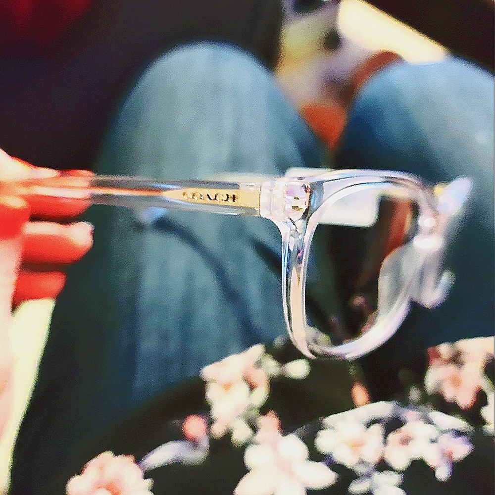 women's clear and gold COACH glasses frames